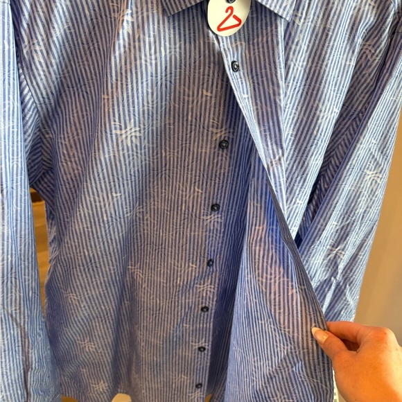 Bugatchi Blue Paisley Casual Button Down Shirt - Picture 6 of 11